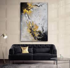Black And Gold Wall Art Canvas Grey Gold Black Goldleaf White Wallart Originalpainting Juliaapostolova Gray Huge Luxury Interiors Minim Gold Wall Art Wall Art Gold Leaf Painting