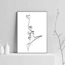 See more ideas about striped walls, striped wall, home decor. Abstract Couple Kiss Single Line Drawing Print Love Black White Poster Romantic Gifts Bedroom Wall Art Canvas Painting Decor Nordic Wall Decor