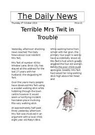 Read our kids news articles on fun. Model Newspaper Article For The Twits Novel Study Idl Can Be Used For Any Literacy Activity From Reciprocal Read The Twits Newspaper Article Articles For Kids