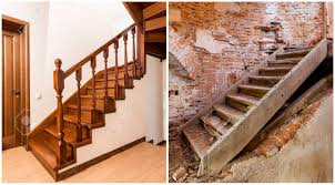 My husband and i are photographers so we thought a huge photo collage in our stairway would be perfect. Comparison Of Modern Brown Wooden Oak Staircase With Carved Railing Stock Photo Picture And Royalty Free Image Image 124552912