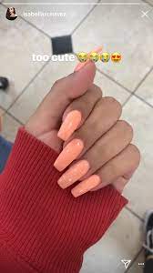 Pin By Stephanie On Nails Peach Nails Luxury Nails Solid Color Acrylic Nails
