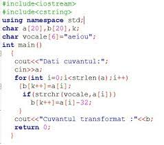 Am folosit functia strchr pentru a cauta fiecare caracter din textul citit, in sirul de vocale. AplicaÈii Siruridecaractere