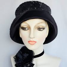 Vintage Lucila Mendez 20's Style White Sequin Bucket Hat