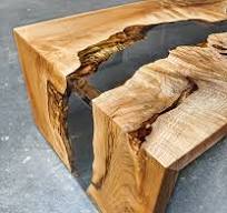 Jeremy Elkins | Transparent epoxy waterfall table, figured ...