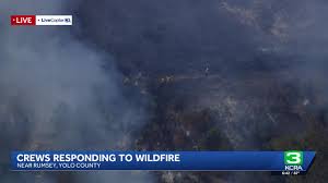 Rumsey Fire: Vegetation fire burns at the Yolo-Colusa county line, creating a large smoke plume