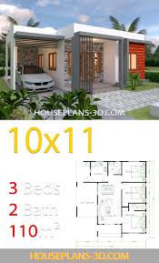 House Design 10x11 With 3 Bedrooms Terrace Roof House Plans 3d Di 2020 Rumah Indah Arsitektur Modern Arsitektur