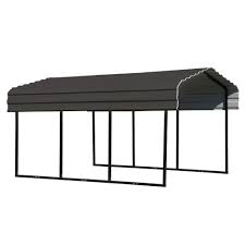 Arrow 10 Ft W X 15 Ft D Charcoal Galvanized Steel Carport Car Canopy And Shelter Cphc101507 The Home Depot Steel Carports Metal Carports Car Canopy