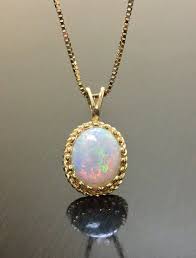 14k Yellow Gold Opal Necklace Art Deco 14k Gold Opal Etsy Gold Opal Pendant Handmade Gold Necklace Opal Necklace