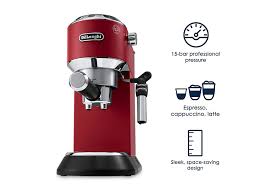 Enjoy authentic espresso in your home with the de'longhi dedica deluxe manual espresso machine, cappuccino maker. Dedica Deluxe Manual Espresso Machine Cappuccino Maker Red Ec685w De Longhi Us