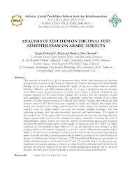 We forgot to set the alarm last night. Pdf Analysis Of Test Item On The Final Test Semester Exam On Arabic Subjects
