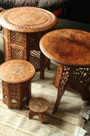 Hand Carved Indian Table Indian Table Decor Round Wood Coffee Table