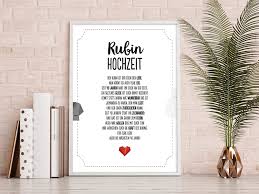 Hochzeitstag wird auch die rubinhochzeit genannt. Hochzeit Karte Rubinhochzeit Kunstdruck 40 Hochzeitstag Rubin Brautpaar Bild Ohne Rahmen Din A4 Amazon De Handmade