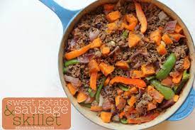 Sweet Potato Sausage Skillet Mix Match Mama Recipe Sweet Potato Sausage Dinner With Ground Beef