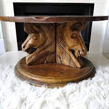 Two queen beds, café table for two and keurig® coffee maker. Vintage Wood Table Hand Carved 3 Horse Head Wooden Detailed Coffee Table Rough Hewn Rustic Masculine Rodeo Country Eclectic Home Furnishings Vintage Wood Wood Table Hand Carved Wood