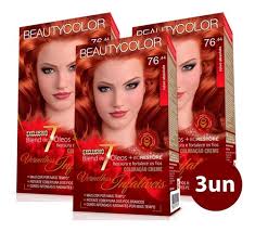 Beauty color, beleza, cabelo, ruivo natural, saga ruiva, tintas. Beauty Color Kit Coloracao 76 44 Ruivo Absoluto 3 Unidades R 62 87