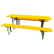 Beer table set with backrest 177cm x 46cm x 77.5cm and beer table set 220cm x 50cm x 76.5cm consist of two packages. German Beer Table 1 For Sale On 1stdibs