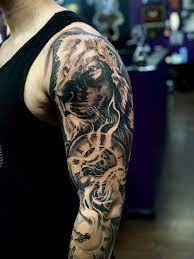 Lion Clock Rose Tattoo Tattoos Catrinas Tattoo Tattoos For Guys