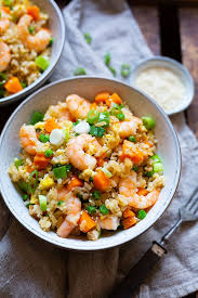 Einfacher Bratreis Mit Garnelen Rezept Gebratener Reis Bratreis Garnelen