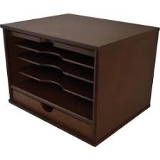 Juvale 3 tier wooden mail desktop organizer & sorter with storage drawer office supply. Victor Heritage Wood Desktop Organizer 4 Compartments 1 Drawers 9 4 Height X 13 3 Width X 10 5 Depth Desktop Natural Wood 1 Each Office Depot