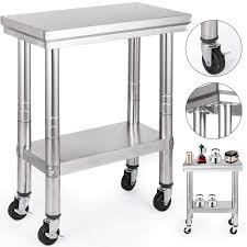 Stainless steel commercial kitchen work food prep table w/ 4 casters 30 x 60. Vevor Stainless Steel Work Table With Wheels 30x24 Prep Table With Casters Heavy Duty Work Table For Commercial Kitchen Restaurant Business Garage Sliver Food Service Equipment Supplies Industrial Scientific Guardebem Com