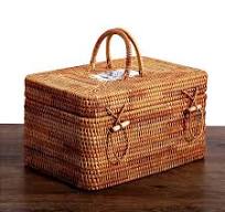 Handwoven Rattan Storage Box With Handle Wicker Tea Food Container Picnic  Bread Fruit Cake Basket Portable Box Kitchen Organizer - AliExpress