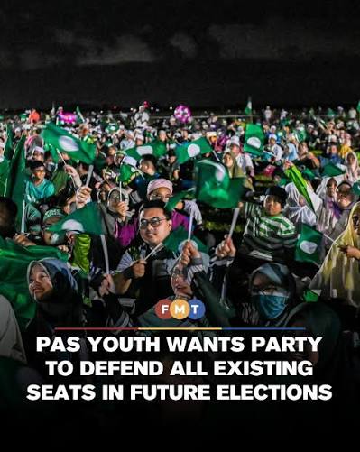 PAS Youth wants party to defend all existing seats in future elections,  This includes the parliamentary and state seats currently held by PAS,  regardless of cooperation with other parties., #FMTNews