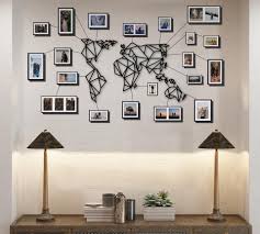 Geometric Metal World Map Wall Art White Black Large Small Size World Map Wall Art Creative Wall Decor Map Wall Art