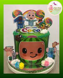 Package includes 1pcs coco melon 2nd cake topper, 1pcs cocomelon rainbow cake topper, 10pcs cupcake toppers. 1 Tier Cocomelon Inspired Cake Fairy Food Hub Bakeshop Facebook