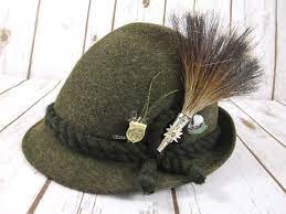 Vintage Capo Olive Green Wool Waterproof Alpine Hat Bavarian German Hat Swiss Collectors Pins Horse Hair Hat Pin Oktoberfes Green Wool German Hats Hats