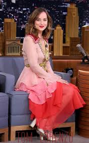Highlight the subtle silver threads with your jewelry. Dakota Johnson In Gucci On The Tonight Show Starring Jimmy Fallon Tom Lorenzo