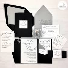 Black And White Wedding Invitation Ideas Black And White Pocket Wedding Invitations Black White And Etsy In 2020 Black And White Wedding Invitations Black Wedding Invitations Pocket Wedding Invitations