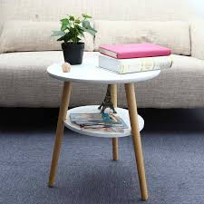 Its curved shape with a round, flat top lends this sturdy side table plenty of contemporary appeal and a. Modern Round Wood Coffee Table Nordic Convenient Sofa Double Side Practical Natural Tea Side Table Living Room Bed Decoration Buy At The Price Of 46 19 In Aliexpress Com Imall Com