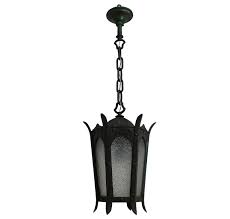 Green Cast Iron And Glass Pendant Lantern Light Fixture For Sale At 1stdibs