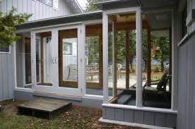 Breezeway To Garage Enclosed And Access To Deck Outdoors This Looks Fine With Panels Of Glass Rather Than 1 Large P Breezeway House Exterior Detached Garage