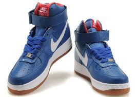 Nike Air Force Ones High Tops Blue White Brown Discount Blue White Brown Air Force High Top Wholesale Nike Shoes Nike Shoes Air Force Nike