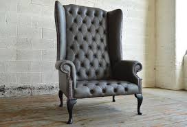 Modern British Handmade Deep Buttoned Grande Boss Chesterfield Wing Chair Shown In Grey Leather Oversized 6f Front Room Decor Furniture Furniture Inspiration