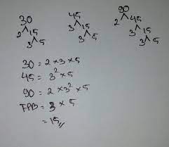 30= 2 x 3 x 5. Fpb Dari 30 45 90 Pohon Faktor Brainly Co Id