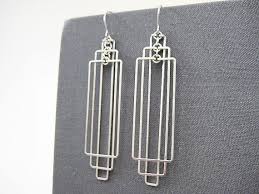Art Deco Earrings Rectangle Earrings Silver Geometric Etsy In 2020 Geometric Jewelry Rectangle Earrings Art Deco Earrings