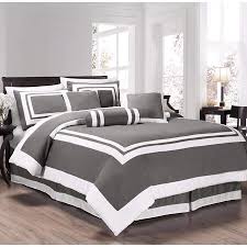 Black And Gray Comforter Set Walmart Chezmoi Collection 7 Pieces Caprice Gray White Square Pattern Hotel Bedding Comforter Set Queen Gray White Walmart Com Grey Comforter Sets Comforter Sets Luxury Bedding Sets