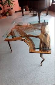 Custom Made Repurposed Piano Harp Table With Custom Glass Piano Decor Furniture Refurbished Furniture
