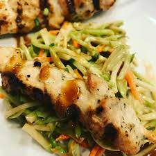 Super Easy Dinner Tonight Thai Broccoli Salad With Chicken Skewers From Costco Glutenfreelife Glutenfree Celiac C Super Easy Dinner Costco Chicken Dinner