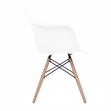 Daw signifie dining height armchair Set Of 2 White Eames Style Molded Plastic Dowel Leg Dining Arm Wood Dswchairs Com