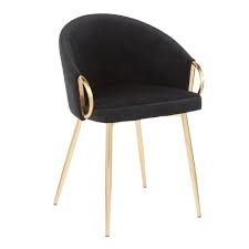 Lumisource Claire Black Velvet And Gold Dining Chair Ch Claire Auvbk The Home Depot Gold Dining Chairs Gold Dining Lumisource