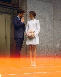 The dress turned out perfectly, and jacky also made both bridesmaids dresses in complimentary colours, one in pink, and one in a mix of dark green and pink, to compliment their skin. 10 City Hall Wedding Dress Ideas City Hall Wedding City Hall Wedding Dress Wedding Dresses