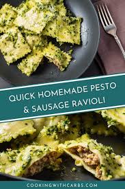 Recipe by paggi pazzo homemade sausage and mushroom ravioli recipe published: Pesto Sausage Ravioli Recipe Cooking With Carbs