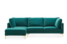 Lounge in luxury with this plush velvet sofa. Adams Chaise Sectional Sofa Pearl Beige Brass Right Facing Castlery Singapore