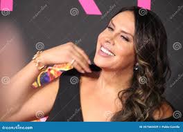 Karla Sofia Gazcon Smiles while Holding a Pose Editorial Stock Image