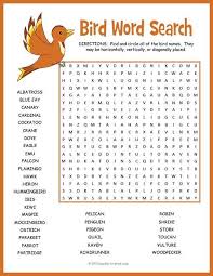 Bird Bird Bird Is The Word Song Names Of Birds Worksheet No Prep Birds Word Search Fun Word Find Word Puzzles Puzzles For Kids