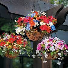 Pre Lit Summer Hanging Basket 24 Artificial Plants Outdoor Artificial Plants Indoor Artificial Garden Plants