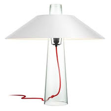 Sonneman Lighting Modern Clear Glass Table Lamp With White Paper Shade And Red Cord 4750 87w Clear Glass Table Lamp Glass Table Lamp Contemporary Table Lamps